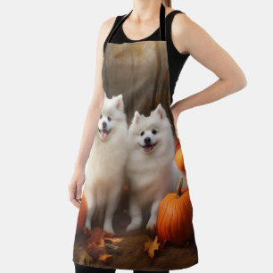 American Eskimo Puppy Autumn Delight Pumpkin Apron