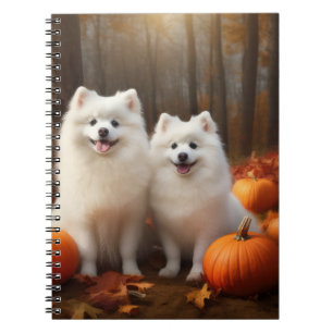 American Eskimo Puppy Autumn Delight Pumpkin Notebook