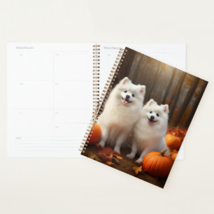 American Eskimo Puppy Autumn Delight Pumpkin Planner