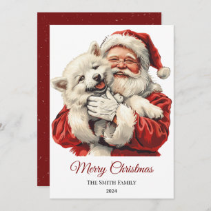 American Eskimo Santa Claus Christmas Holiday Card
