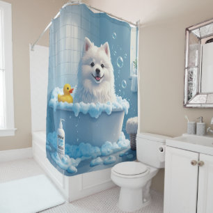 American Eskimo Sloppy Sleepy Cute Funny  Shower Curtain