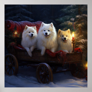American Eskimo Snowy Sleigh Christmas Decor