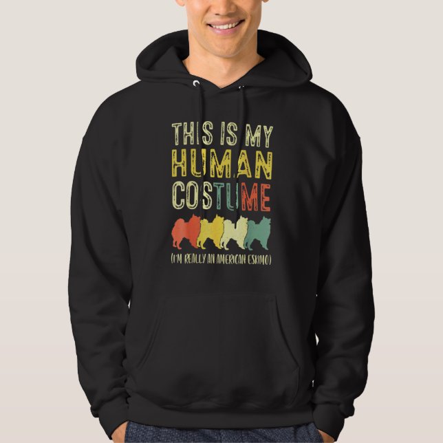 American Eskimo This Is My Human Costume Retro Dog Hoodie (Front)