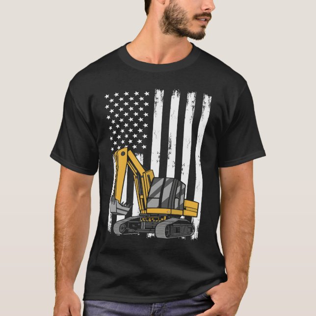 American Excavator Operator Job Construction Worke T-Shirt (Front)