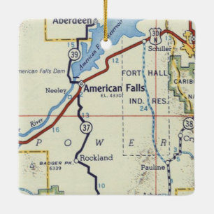 American Falls ID Vintage Map Ceramic Ornament