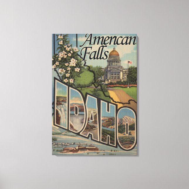 American Falls, Idaho - Large Letter Scenes Canvas Print (Front)