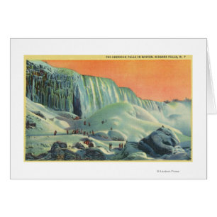 American Falls in Winter with Sunset