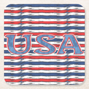 American Family Patriotic Summer Holidays Square Paper Coaster