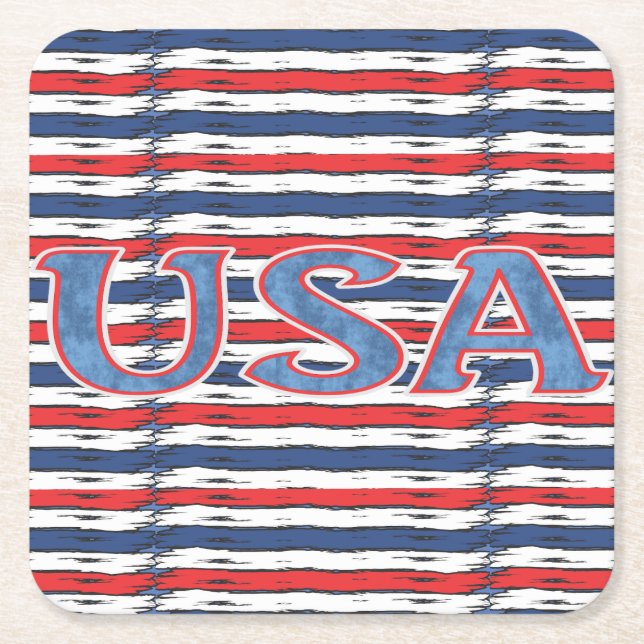 American Family Patriotic Summer Holidays Square Paper Coaster (Front)