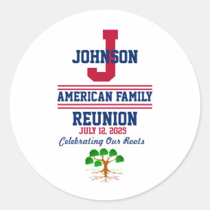 American Family Reunion Red White Blue Classic Round Sticker