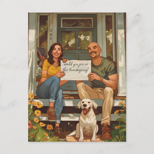 American Family Thanksgiving Invitation Postcard (Front)