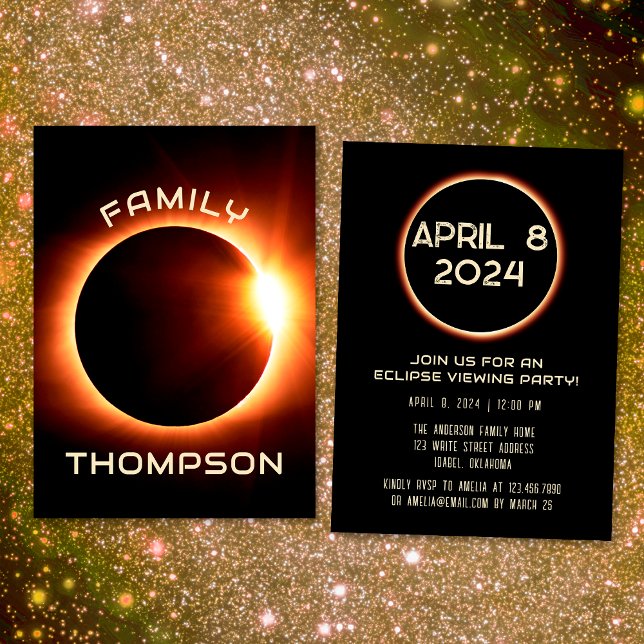 American Family Total Solar Eclipse April 8 2024 Invitation (Front / Back)