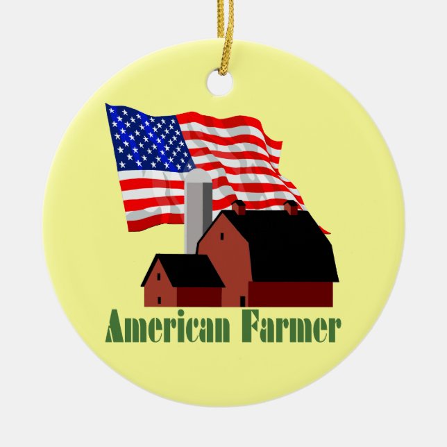American Farmer Ceramic Tree Decoration (Front)