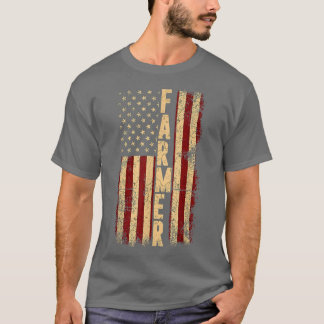 American Farmer Farming Farm USA America Flag T-Shirt