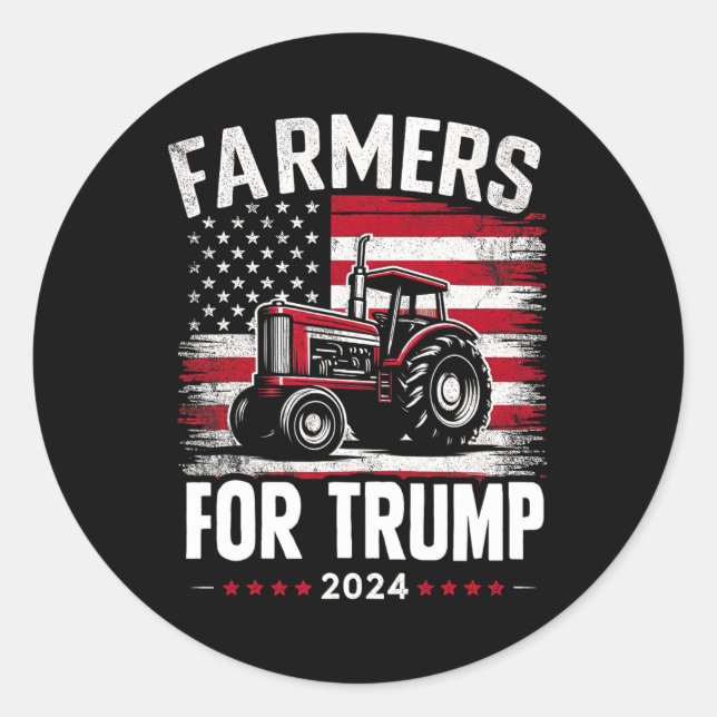 American Farmers For Trump Election Usa Flag  Classic Round Sticker (Front)