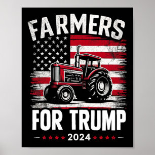 American Farmers For Trump Election Usa Flag Poster