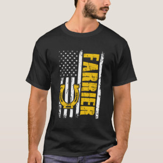American Farrier Usa Flag Horse Shoeing Hoof Trimm T-Shirt