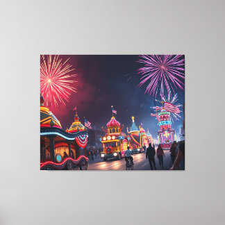 American Festive 4th of July Celebration Fireworks Canvas Print