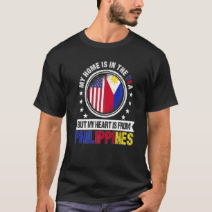 American Filipino Flag Heart Phillipines American  T-Shirt