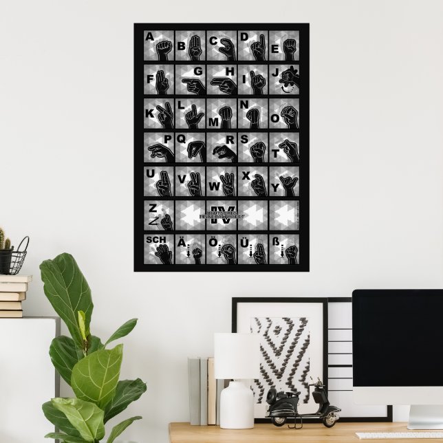 American Finger Alphabet 4 - black / Poster (Home Office)