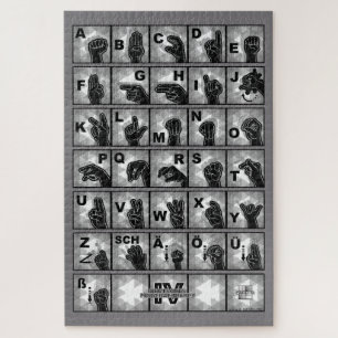 American Finger Alphabet 4 - black / Puzzle