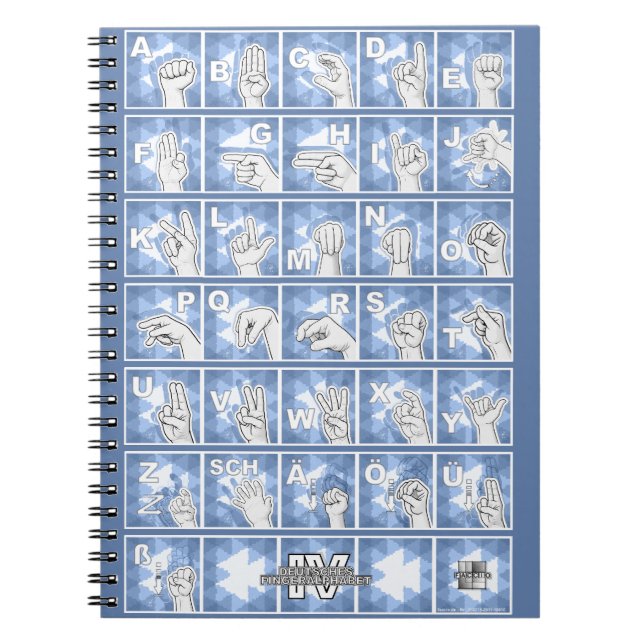 American Finger Alphabet 4 - blue / Notebook (Front)