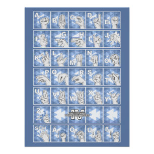 American Finger Alphabet 4 - blue / Poster