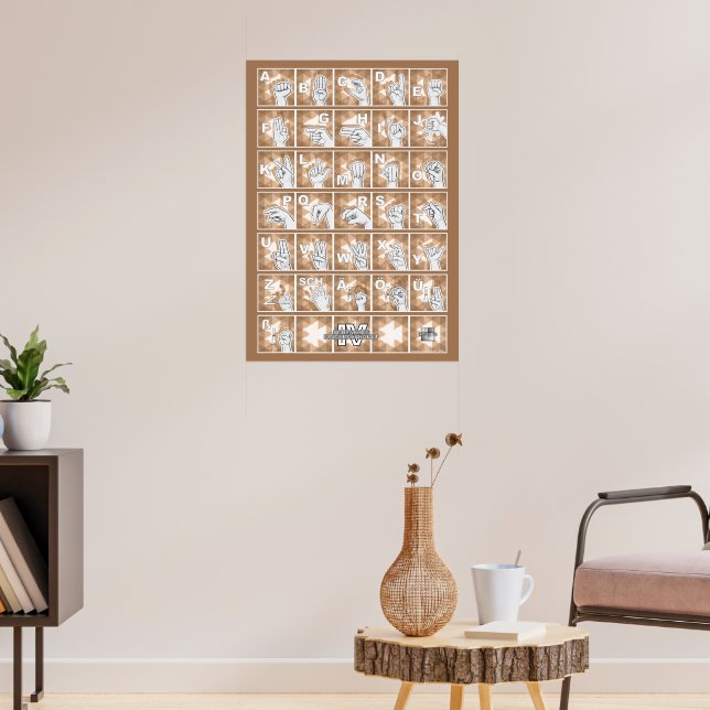 American Finger Alphabet 4 - brown / Poster (Living Room 3)