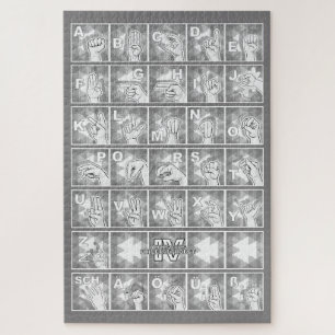 American Finger Alphabet 4 - gray / Jigsaw Puzzle