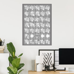 American Finger Alphabet 4 - gray / Poster
