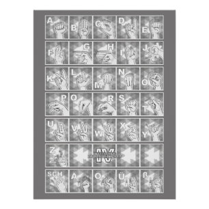 American Finger Alphabet 4 - gray / Poster