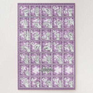 American Finger Alphabet 4 - lavender gray / Jigsaw Puzzle