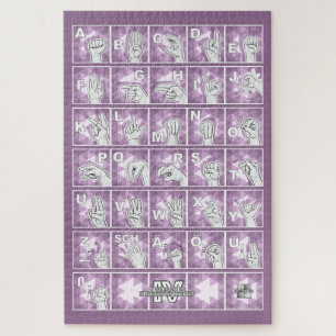 American Finger Alphabet 4 - lavender gray / Puzzl Jigsaw Puzzle
