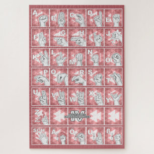 American Finger Alphabet 4 - red / Jigsaw Puzzle