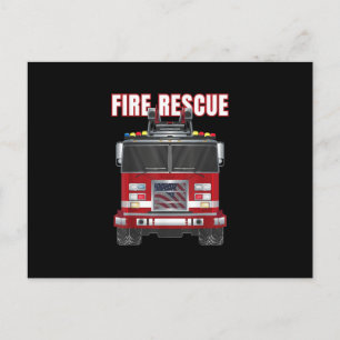 American Fire Rescue Firefighter Department Truck Holiday Postcard