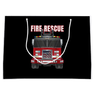 American Fire Rescue Firefighter Department Truck Large Gift Bag