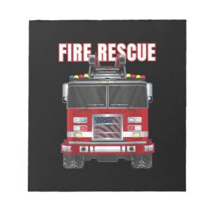 American Fire Rescue Firefighter Department Truck Notepad