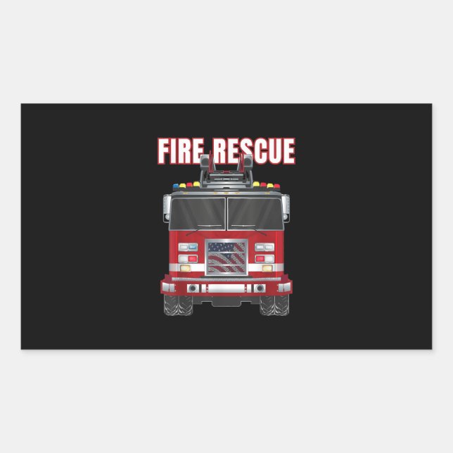 American Fire Rescue Firefighter Department Truck Rectangular Sticker (Front)