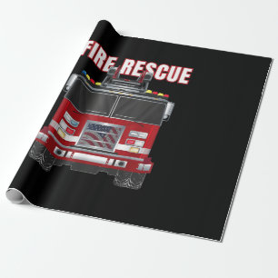 American Fire Rescue Firefighter Department Truck Wrapping Paper