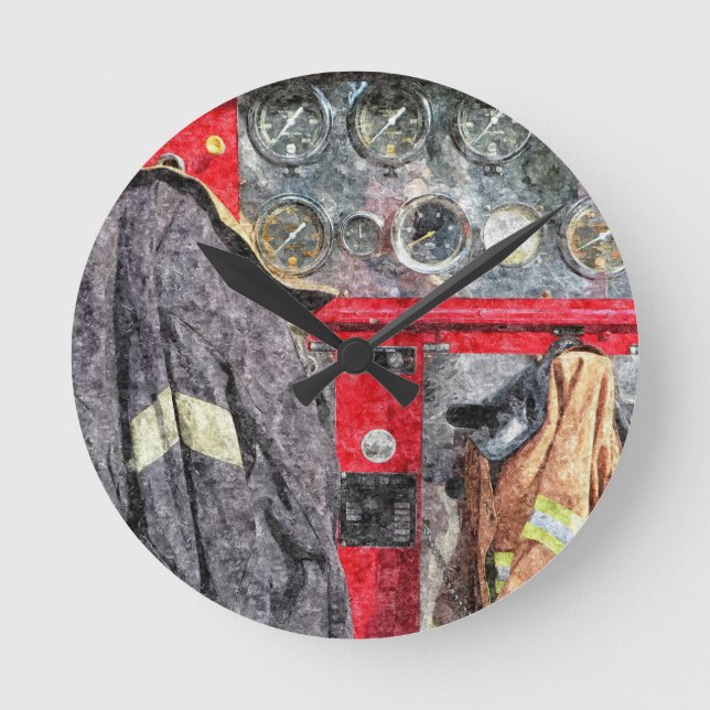 American Fire Truck Round Clock (Front)