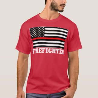 American Firefighter Fire Fighter FiremanUS Flag T-Shirt