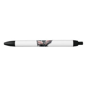  American firefighter.Flag of the United States. Black Ink Pen