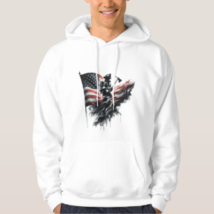 American firefighter.Flag of the United States. Hoodie