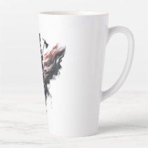  American firefighter.Flag of the United States. Latte Mug