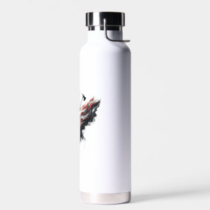  American firefighter.Flag of the United States. Water Bottle