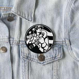 American Firefighter Hero Bold Black And White 7.5 Cm Round Badge