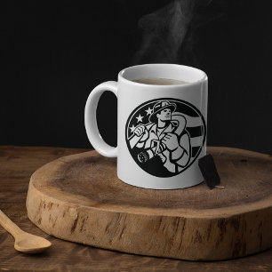 American Firefighter Hero Bold Black And White  Coffee Mug