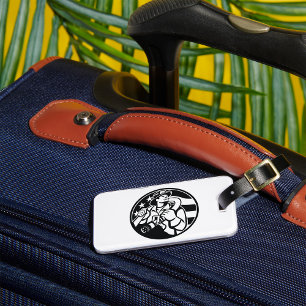 American Firefighter Hero Bold Black And White  Luggage Tag