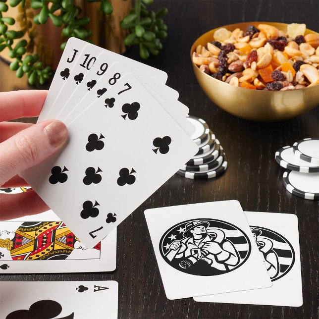 American Firefighter Hero Bold Black And White  Playing Cards (Creator Uploaded)