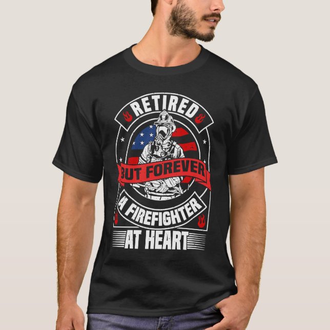 American Firefighter Retirement US Flag Retiree Fi T-Shirt (Front)